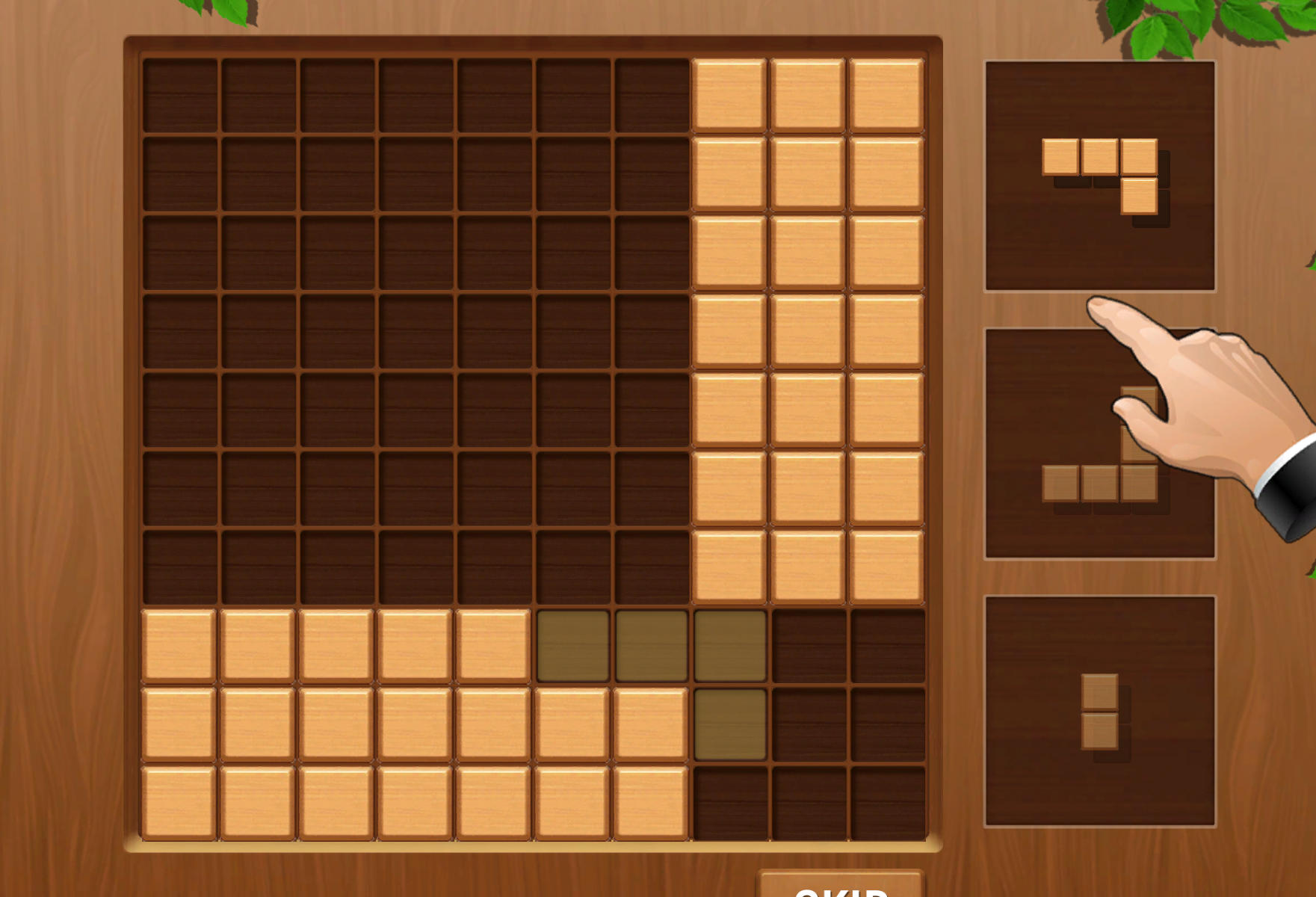 Block Puzzle Blastのゲーム画面: 10×10グリッドにブロックを置いてラインを消すパズル