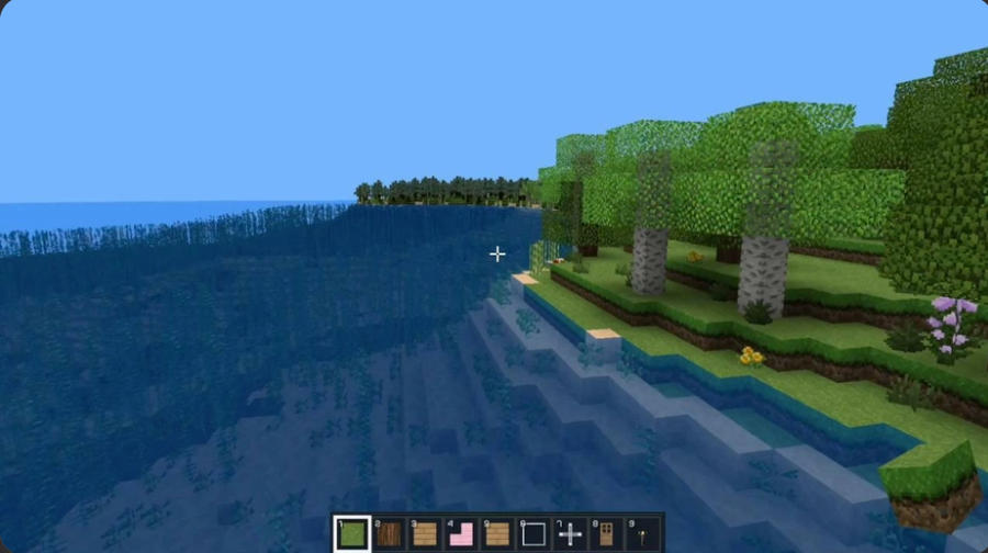 BlockCraftの白樺林と水中植物が広がる海岸バイオーム