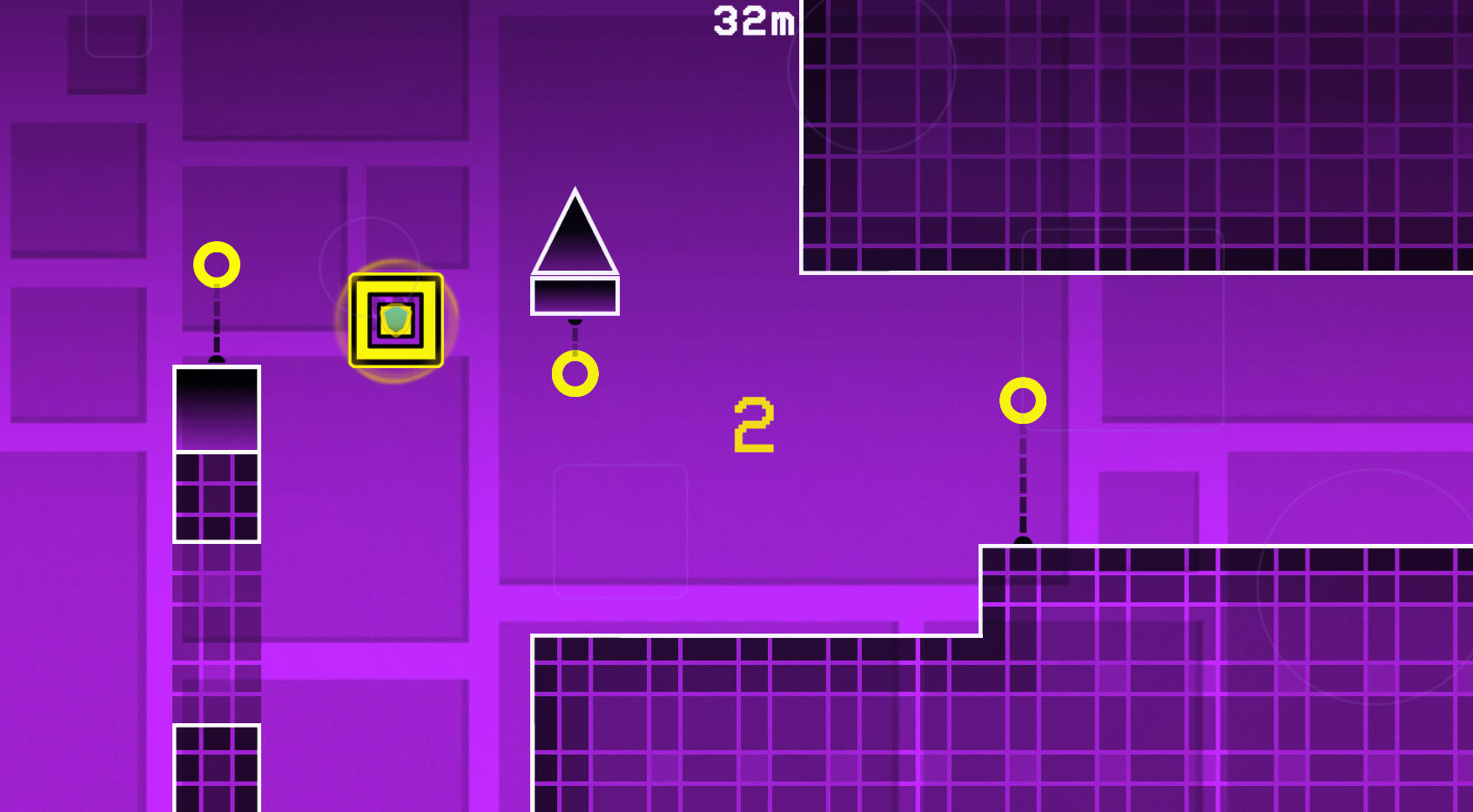 Dashmetry Ultragammaのプレイ画面:隠しユーザーコインを求めて精密操作に挑む