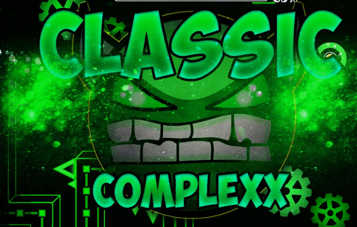 ジオメトリーダッシュクラシック(Geometry Dash Classic)のゲーム画面: ビートに合わせてキューブをジャンプさせ、トゲや穴を避ける無料リズムアクション