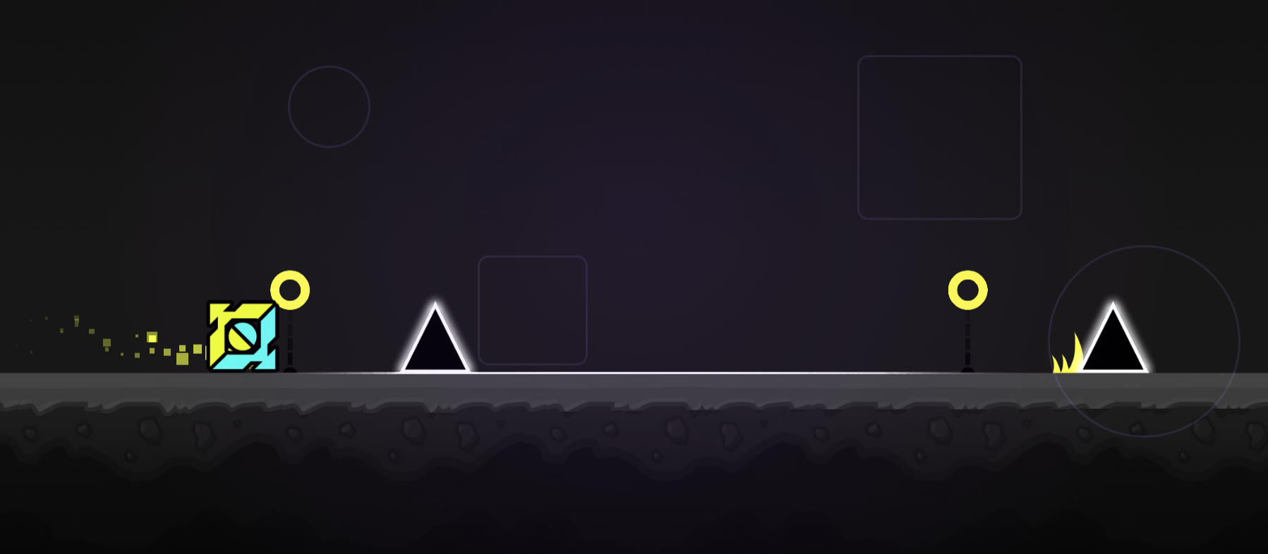 ジオメトリーダッシュ メルトダウン 炎のトラップとロケットモード