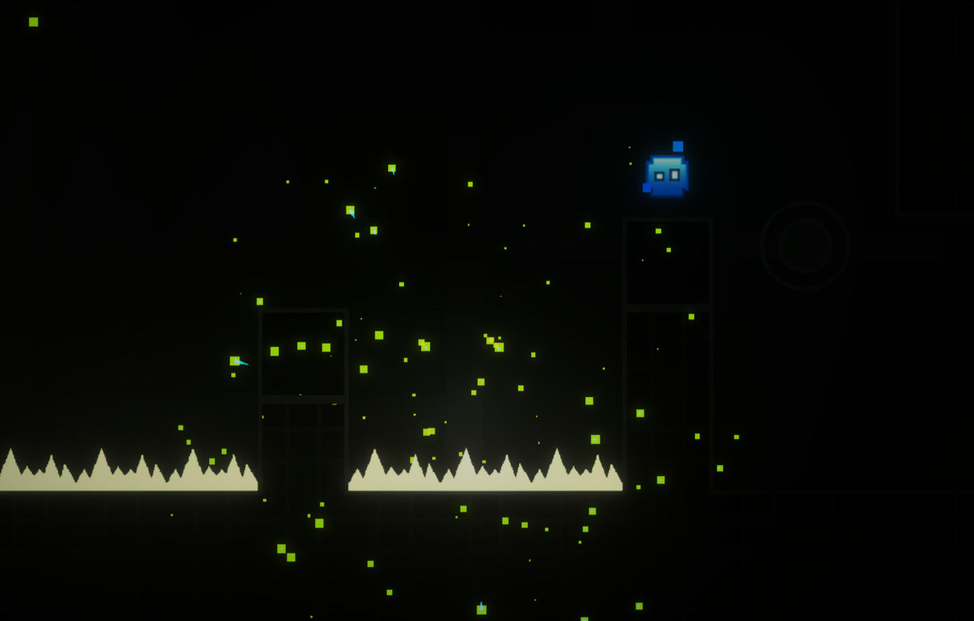ジオメトリープラットフォーマー(Geometry Platformer)のゲーム画面: WASD移動とSpaceジャンプで重力ギミックを攻略するプラットフォームゲーム