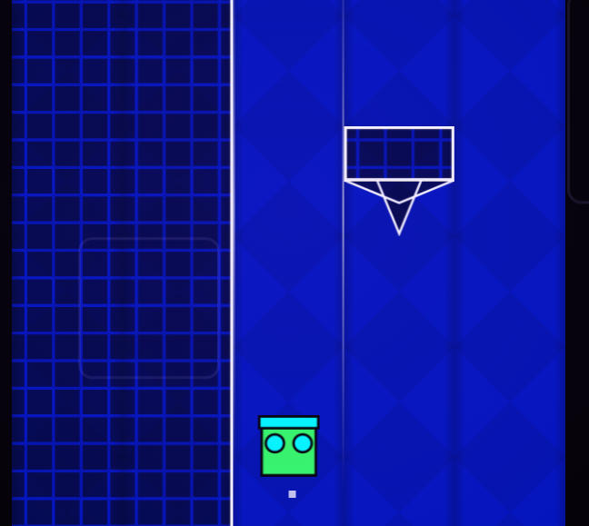 ジオメトリーバーティカル(Geometry Vertical)のゲーム画面: キューブ、ロケット、カーで幾何学障害物を避ける高速ランゲーム