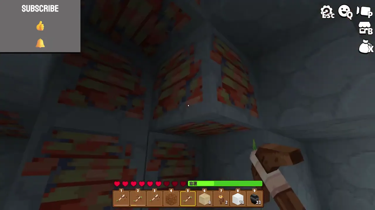 MineFun.ioの暗い洞窟で鉱石を見つけたプレイ画面