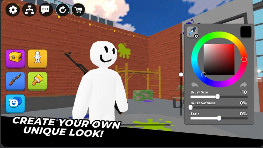 Paint&Seek Onlineのゲーム画面:3Dマップでのオンラインかくれんぼの様子